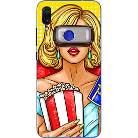 Чохол силіконовий з картинкою для Xiaomi Redmi 7 Дівчина з попкорном