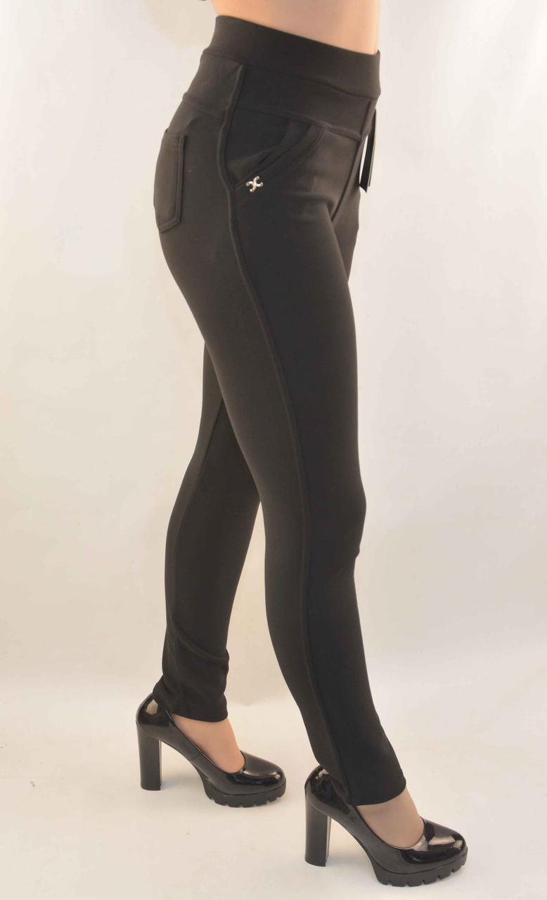 Штани легінси жіночі для офісу S — XXL Лосини жіночі з кишенями ( Польща) Чорний колір
