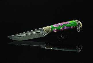 Мисливський ніж ручного виготовлення "Мамба", дамаск, фото 3