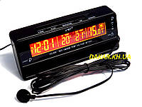 Автомобильные часы термометр вольтметр VST 7010V оранжевая подсветка