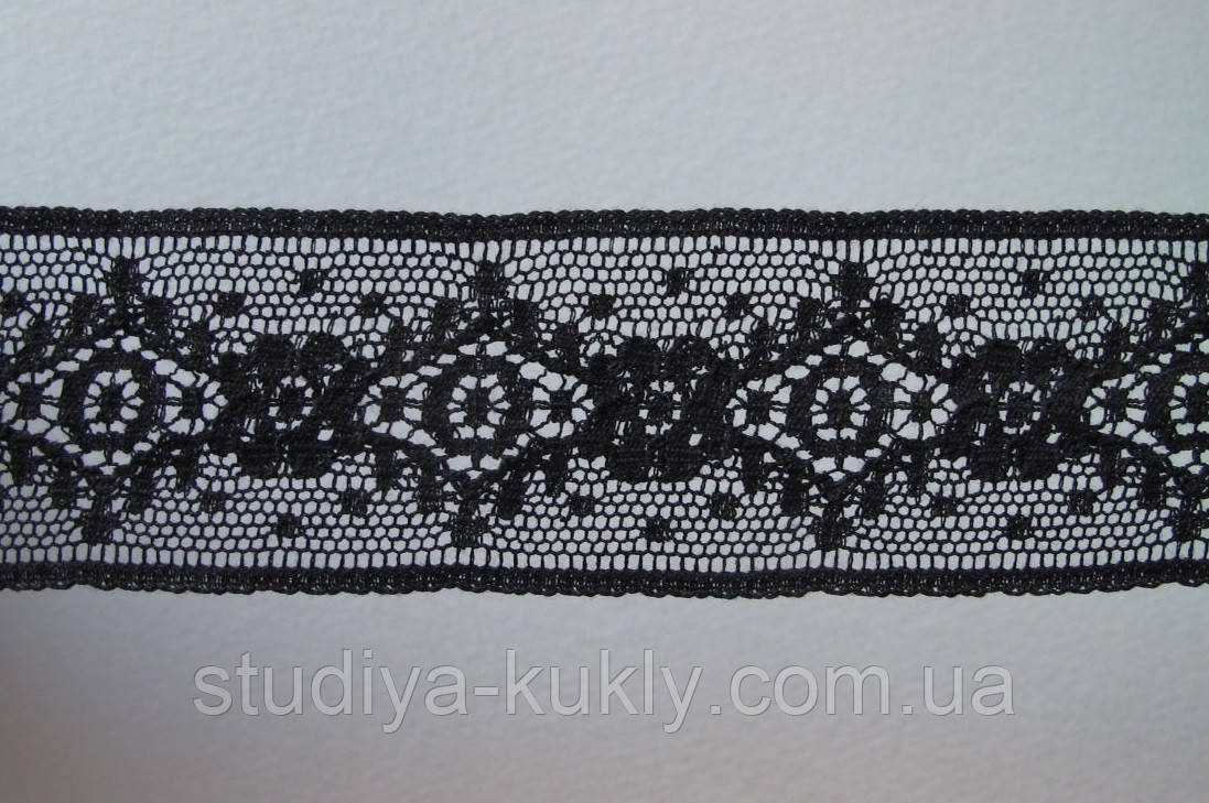 Мереживо чорне, тонке, Франція, Ширина 355 мм. №222, фото 1