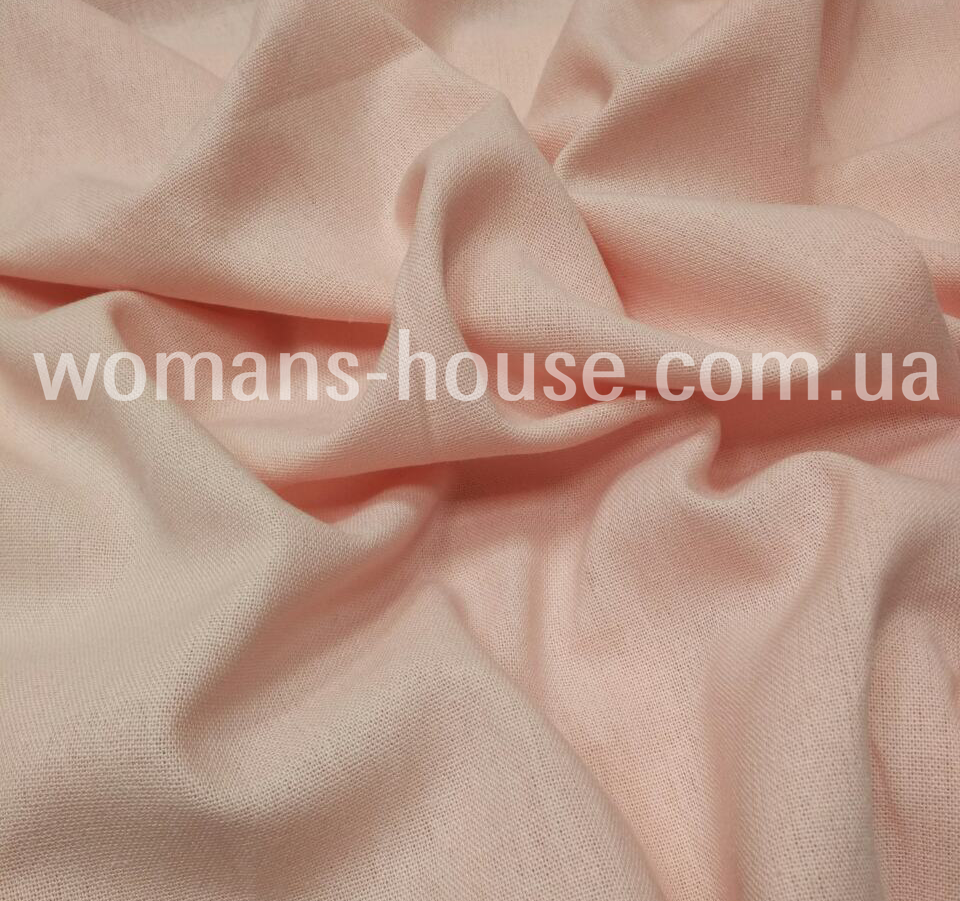 Льон бавовняний хб із віскозою 140 см однотон 160 г/м2 Персиковий, фото 1
