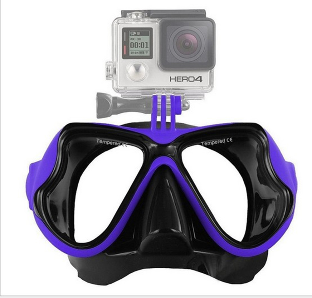 Набір для плавання маска з трубкою з кріпленням для камери, для дайвінгу та снорклінгу Scuba M1800 Синя