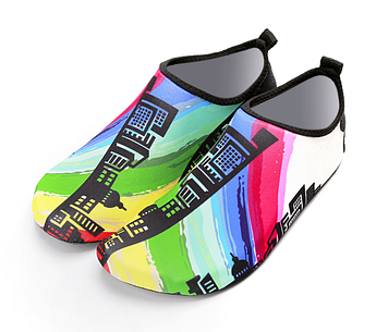 Аквашузи, взуття для плавання, дайвінгу, пляжу Coral Rainbow Xing кольорові L-37-38, 23,5-24,5 см