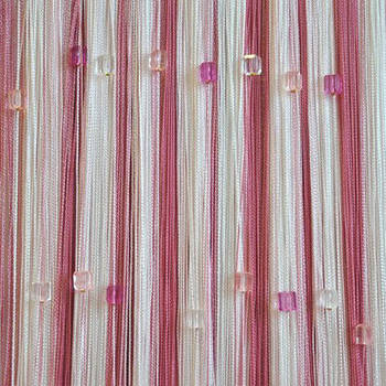 Мотузкові штори в зал спальню кухню, модні штори з камінням веселка в дитячу Розово-малиново-білі (NK-210)