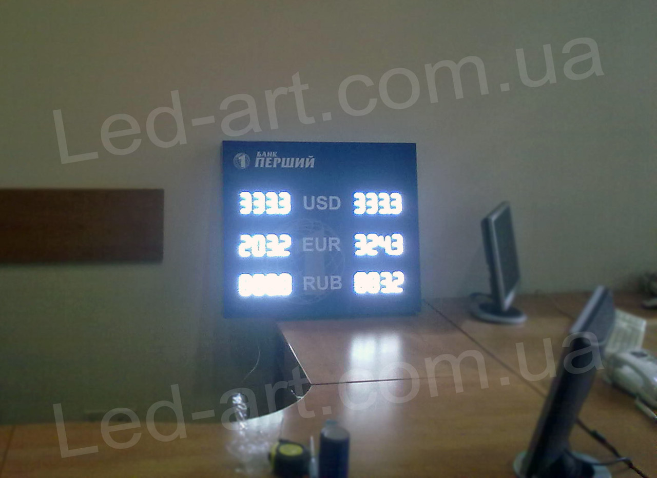Светодиодное табло обмен валют одностороннее 700х600 мм LED-ART-700х600-1 - фото 5 - id-p95844007