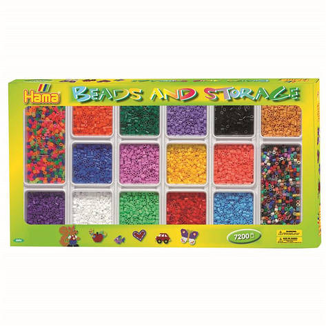 Набір кольорових намистин Hama 7200 шт. 14 кольорів і 2 колірні мікста, фото 2
