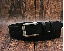 Стильний шкіряний ремінь 35 мм  класичний  чорний 
