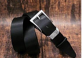 Стильний шкіряний ремінь 35 мм  класичний  чорний