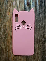 Об'ємний 3d чохол для Huawei Honor 10 Lite Вусатий кіт рожевий