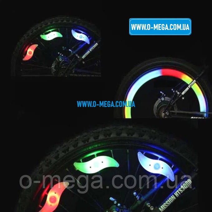 Фонарь велосипедный YY-601/YC-018, 7 цветов, 1 LED, RGB, 3 режима, 1xCR2032 - фото 4 - id-p963829470