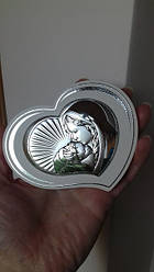 Срібна ікона «Божа Мати з немовлям» 11 см на 8 см