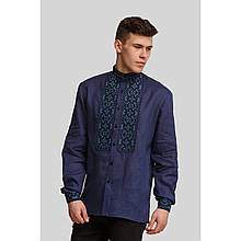 Чоловіча синя вишита сорочка вишиванка Navy blue