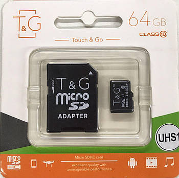 Картка пам'яті T&G micro SDHC 64 GB Class 10 +адаптер