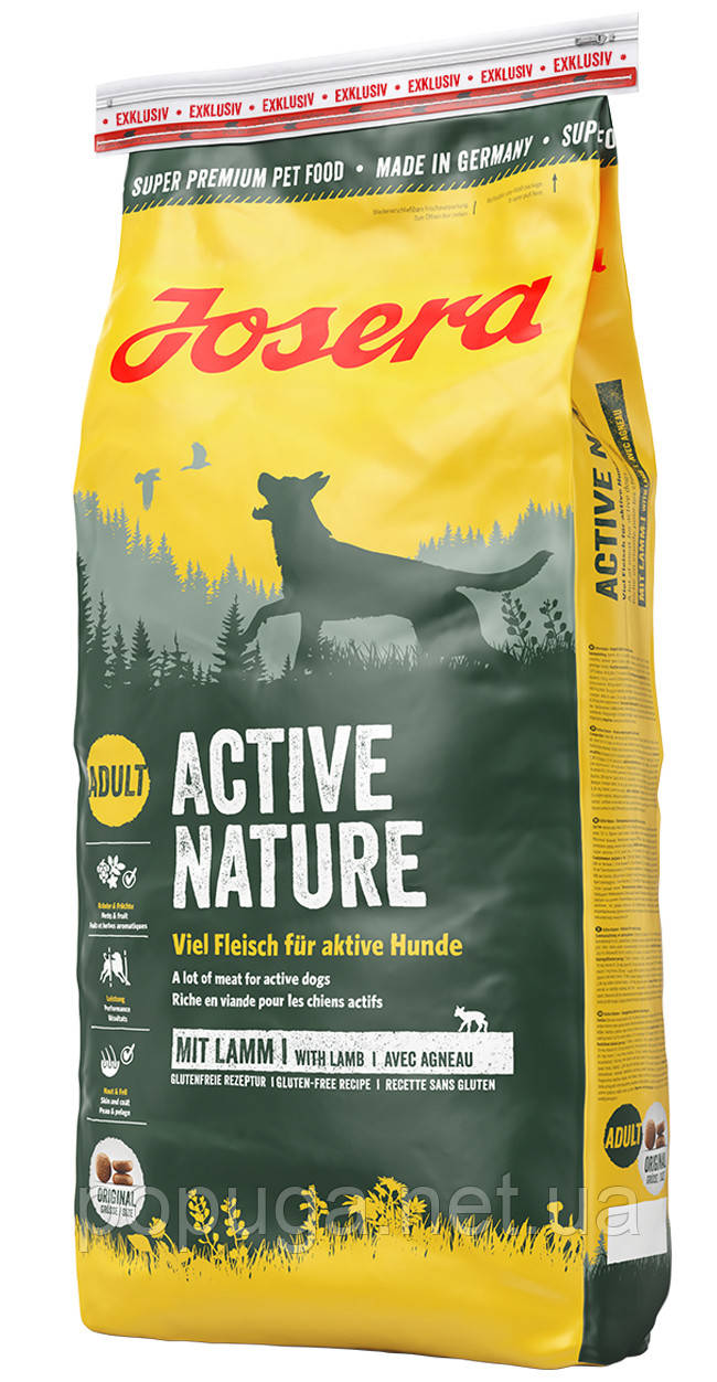 Josera ACTIVE NATURE беззерновий корм для активних собак з чутливим, 15 кг