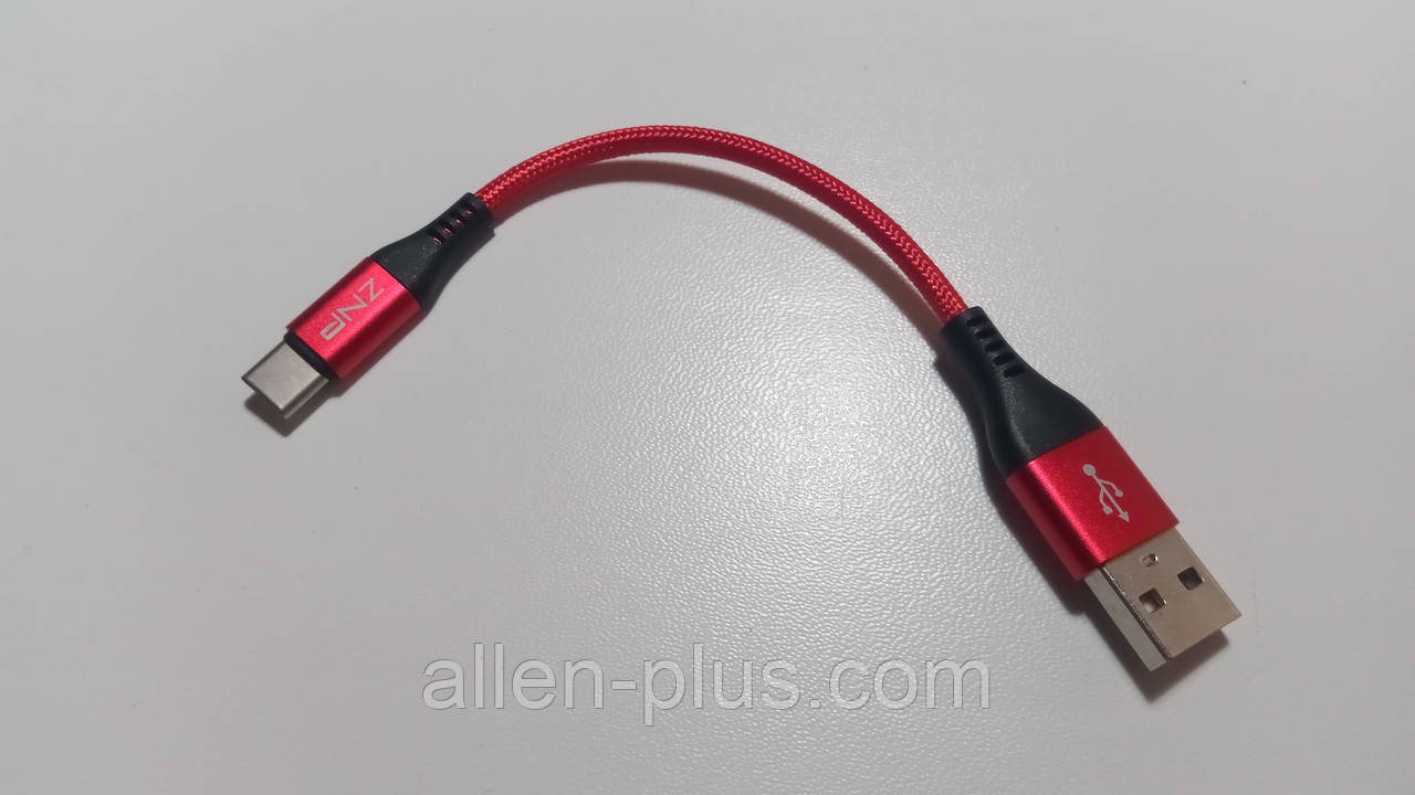 Кабель для зарядки і передачі даних смартфона ZNP, Type C, 15 см, червоний