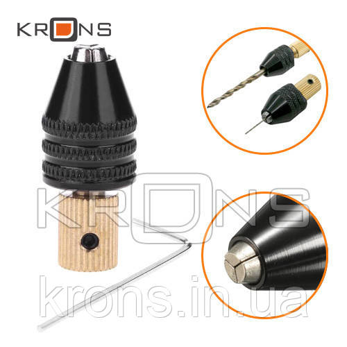 Міні патрон кулачковий 0.3-3.5мм під 3.17мм вал для мікродрилі PCB, фото 1