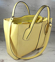 59-6 Натуральна шкіра, Сумка жіноча жовта лимонна А4 А-4 Жіноча сумка шкіряна жовта, фото 2
