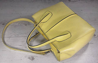 59-6 Натуральна шкіра, Сумка жіноча жовта лимонна А4 А-4 Жіноча сумка шкіряна жовта, фото 3