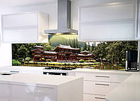 Скинали на кухню Zatarga "Сады Японии " 600 х 2500 мм зеленый виниловая 3Д наклейка кухонный фартук