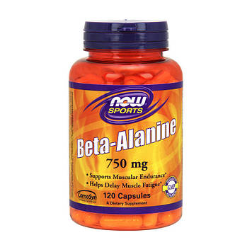 Амінокислота Бета-аланін Нау Фудс / Now Foods Beta-Alanine 750 mg 120 caps / капсул