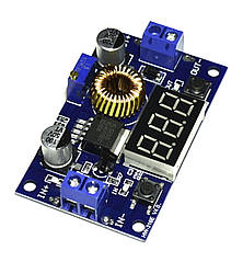 Модуль: перетворювач DC-DC пониж. XL4015 з індикат. (вх-4-38В вих-1,25-36В, 5A) з радіатором, Китай