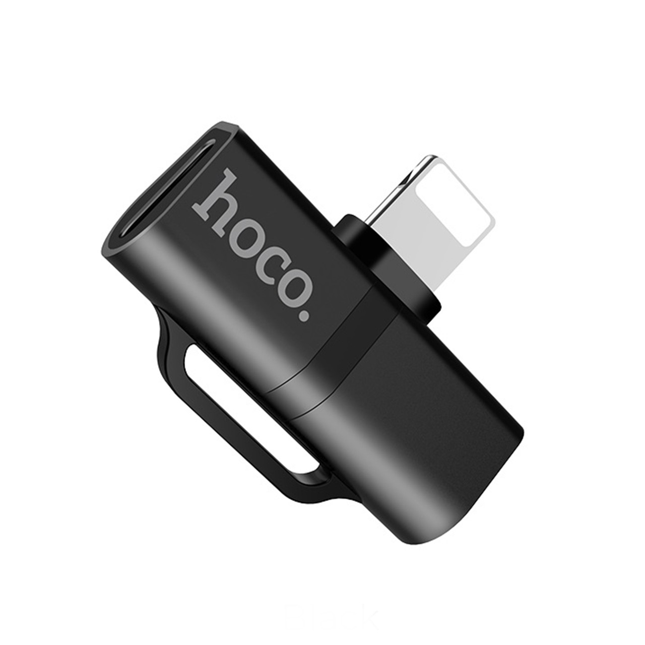 Перехідник HOCO LS20 аудіоконвертер Dual Lightning Audio 2 A Black, фото 1