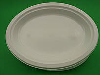 Одноразова пластикова тарілка овальна 310 mm біла (100 шт)