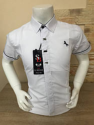 Дитяча біла сорочка з коротким рукавом, 7-12 років