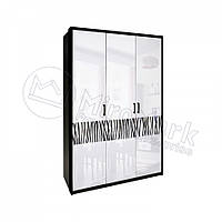 Шкаф распашный 3Д без зеркала в спальню Терра Белый Глянец - Черный Мат Миромерк