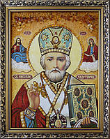Ікона святого Миколая з бурштину