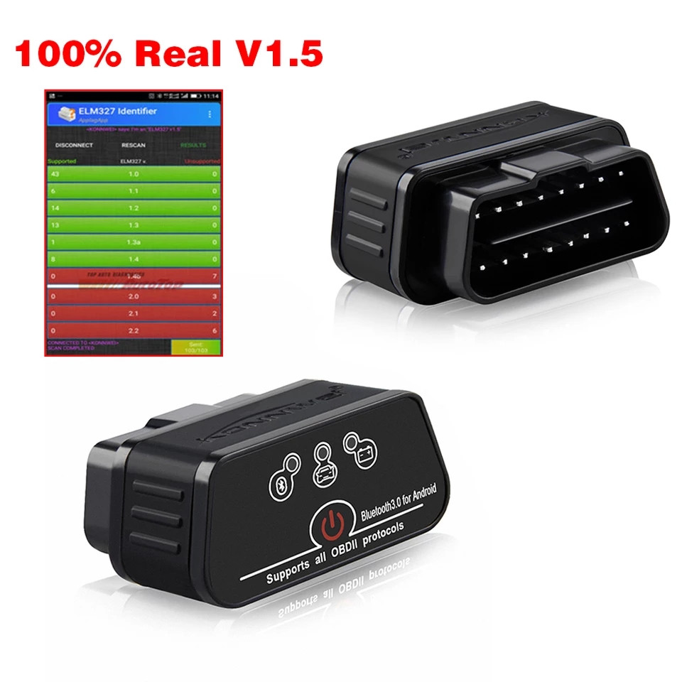 Автосканер Konnwei KW903 ELM327 ODB2 Bluetooth 3.0 V 1.5 Pic18f25k80 Chip 4mhz