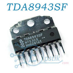 TDA8943SF, аудіо підсилювач 6Вт, SIL9MPF