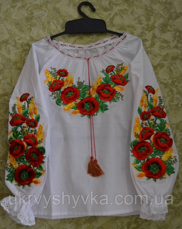 Вишиванка для дівчинки "Маки колоски"