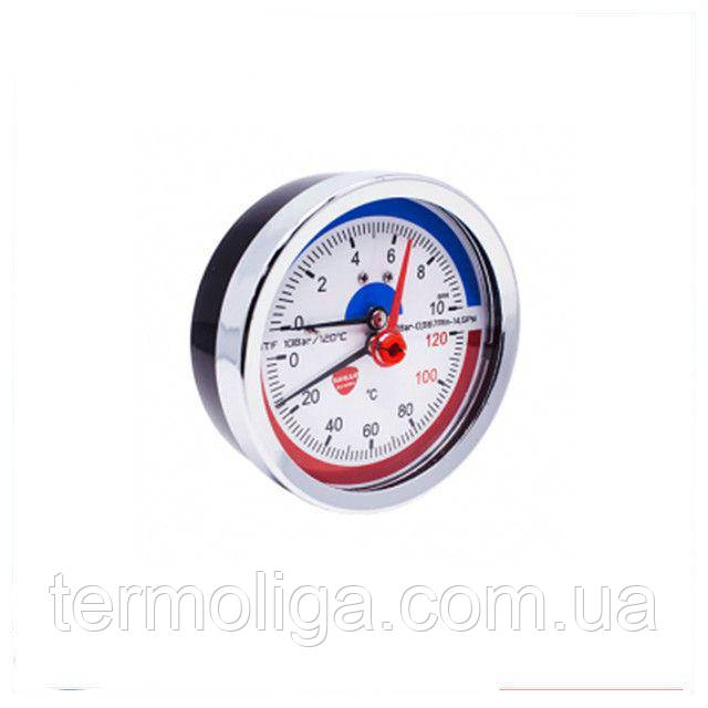 Термоманометр Sanlux 120° 1/4"X1/2" (Горизонтальний)