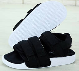 Чоловічі і жіночі сандалі Adidas Sandal літні чорні з білим. Живе фото (топ ААА+)