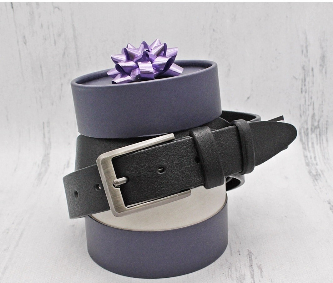 Стильний шкіряний ремінь 35 мм чорний 