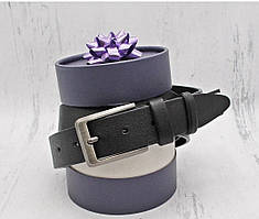 Стильний шкіряний ремінь 35 мм чорний 