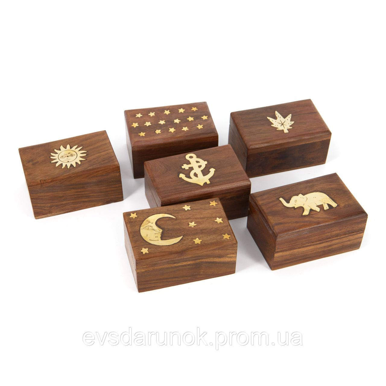 Гарні скриньки для прикрас із дерева 6 шт WBS106, фото 1