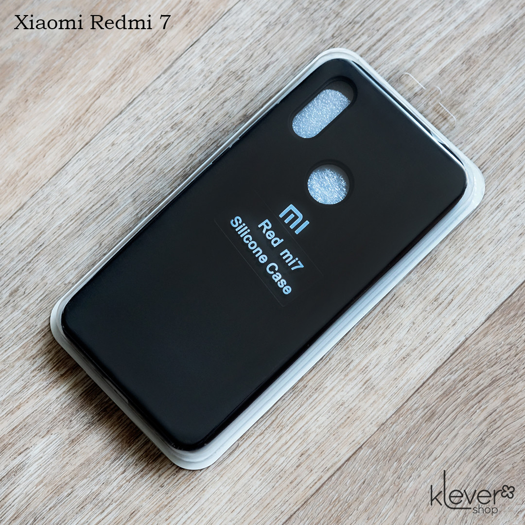 Оригінальний Soft-touch чохол Silicone Case для Xiaomi Redmi 7 (мікрофібра всередині) (чорний)