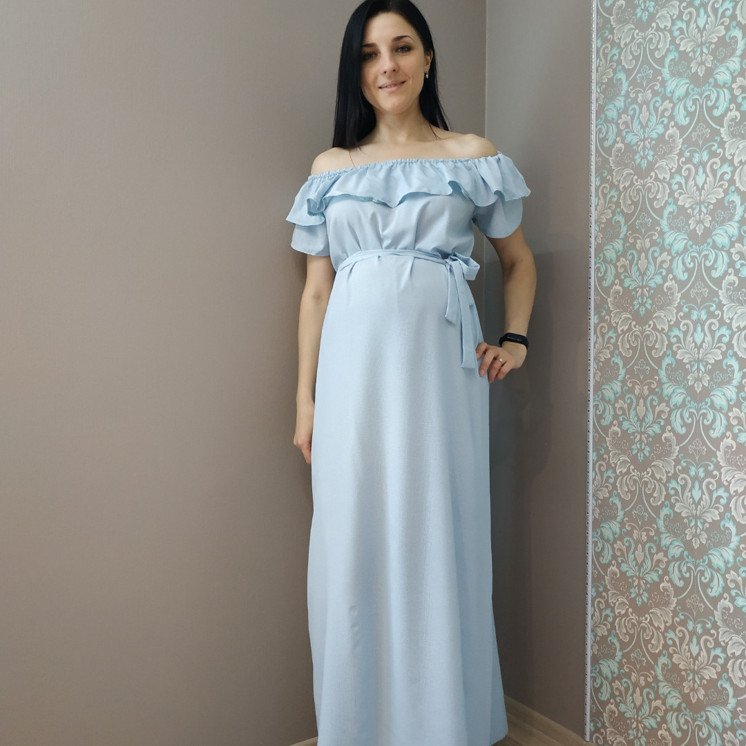 Сукня довга софт для вагітних Pregnant Style Nancy 50 блакитна