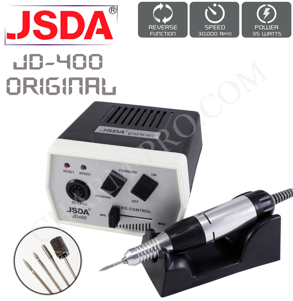 Фрезер для манікюру та педикюру JSDA JD-400 Оригінал (35W/30000об.мін.)