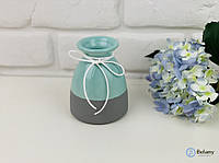 Двохцветная керамическая ваза "FOXY" голубой с серым ваза из керамики для цветов