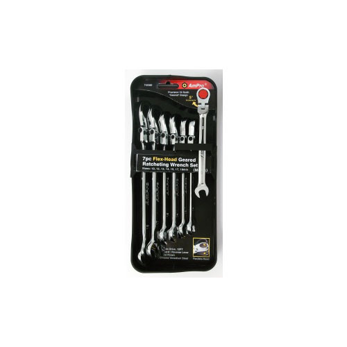 Набір ключів комбінованих з механікою вільного ходу (10 - 19мм) 7 предметів AmPro T42382 (Тайвань), фото 1