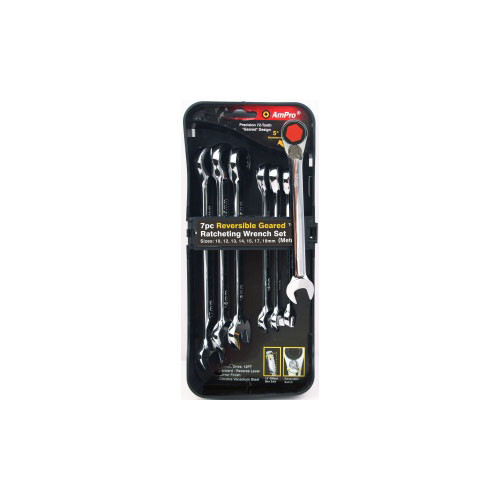Набір ключів комбінованих з трещеткой (10-19мм) 6 предметів AmPro T41683 (Тайвань), фото 1