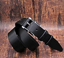 Стильний шкіряний ремінь 35 мм чорний  