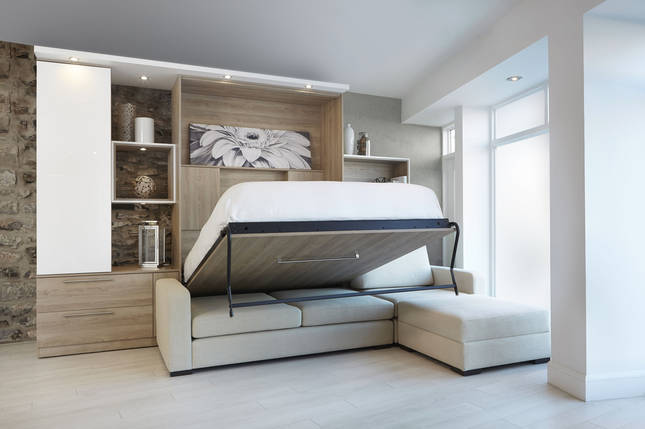 Шафа-ліжко з пеналами та кутовим диваном 160*200 см, фото 2