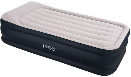 Велюр Матрац Intex 64132 одномісний з підголівником вбудований насос 220 V розмір 191х99х42 см, фото 1