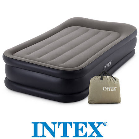 Велюр Матрац Intex 64132 одномісний з підголівником вбудований насос 220 V розмір 191х99х42 см, фото 3