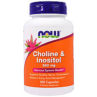 Холін і інозитол NOW Choline & Inositol 500 mg 100 caps